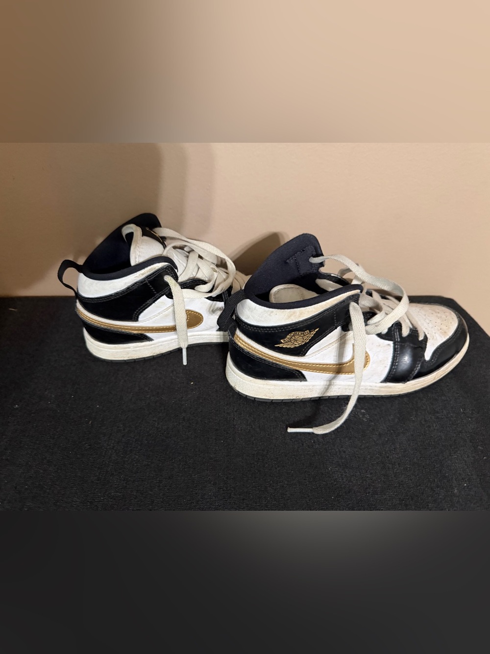Nike Kids Black White and Gold High-Top Sneakers